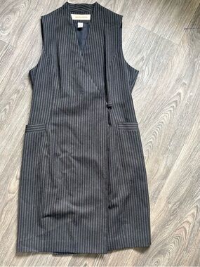 VTG Amanda fielding pin stripe black wrap wool dress